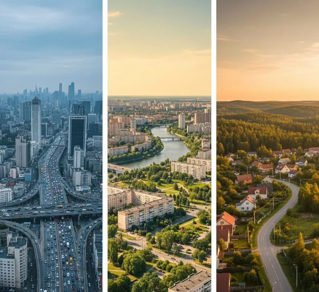 Куда лучше переехать из Москвы: сравнение крупных, средних и небольших городов Разные варианты куда лучше переехать из Москвы крупный город, областной центр и небольшой город